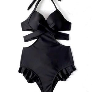 Black cutout bathing suit